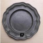 Tin bordje schaaltje diameter 9,1 cm en uitsparing 5,5 cm, Antiek en Kunst, Antiek | Tin, Ophalen of Verzenden