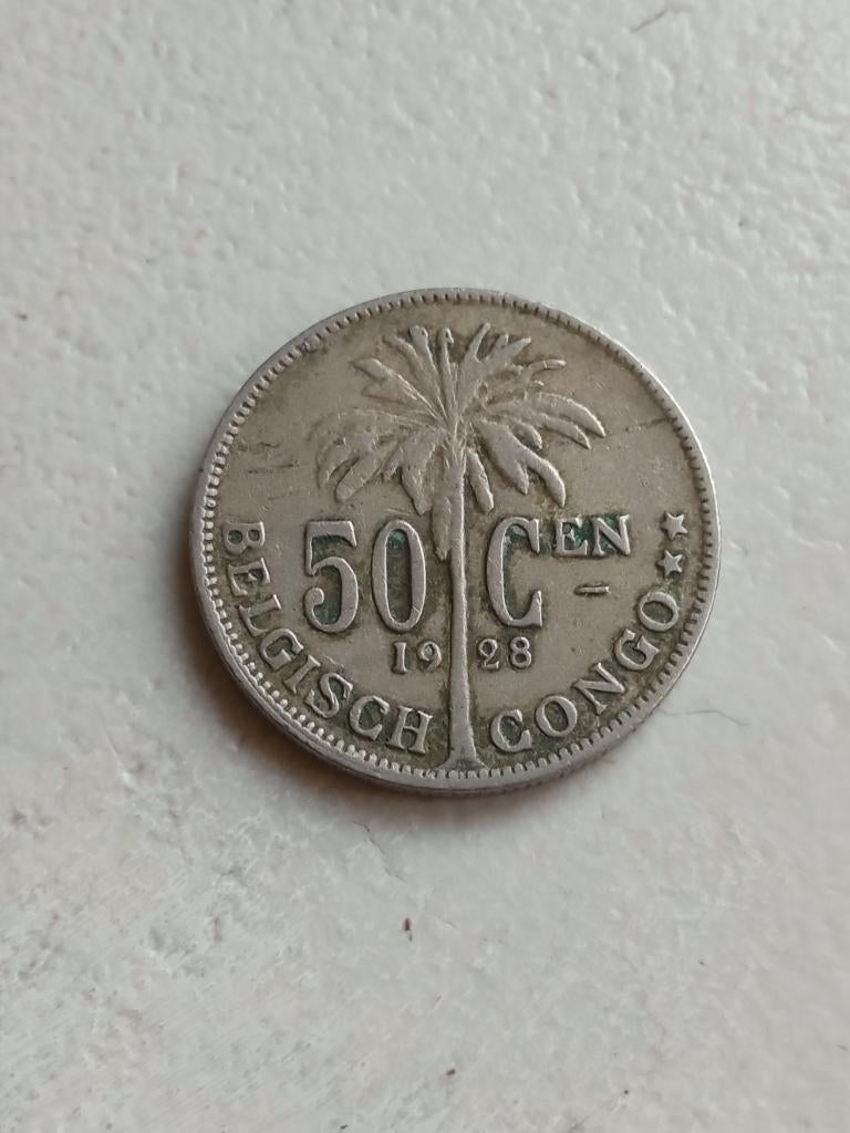 Belgisch Congo 50 centimes 1928, Ophalen of Verzenden, Overige landen, Losse munt