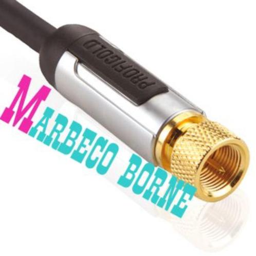 Satelliet kabel, Antenne kabel, Coax 24 Karaats verguld 2 M, Audio, Tv en Foto, Audiokabels en Televisiekabels, Nieuw, Coaxiale kabel