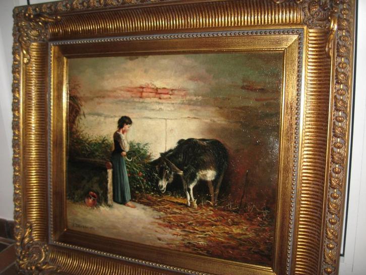 *A.Delobbe (1835) -Prachtig groot schilderij -Zie BENEZIT..., Antiek en Kunst, Kunst | Schilderijen | Klassiek, Ophalen of Verzenden