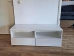 Witte TV meubel met 2 lades - 120cm, Ophalen, Gebruikt, 100 tot 150 cm, Overige materialen