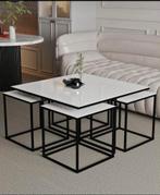 Salontafel met 4 Bijzettafels - Modern Design, Ophalen, 50 tot 100 cm, Vierkant, Nieuw
