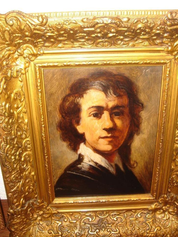 Johannes Theuns, ( 1877- 1961 ), Self Portret - Rembrandt., Antiek en Kunst, Kunst | Schilderijen | Klassiek, Ophalen of Verzenden