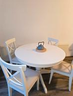 IKEA ROSENTORP Uitschuifbare Tafel + 4 Stoelen, Huis en Inrichting, Tafels | Eettafels, Rond, Ophalen of Verzenden, Zo goed als nieuw