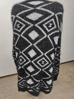 Harig zwart wit vest met Aztec ruit motief L, Fashion line, Zwart, Maat 42/44 (L), Ophalen of Verzenden