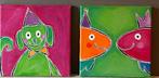 3 Kleurrijke Schilderijtjes Baby/Kinderkamer, Antiek en Kunst, Ophalen of Verzenden