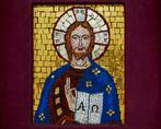 Mozaïek icoon van Jezus zegent mozaïeksteentjes bladgoud, Ophalen of Verzenden