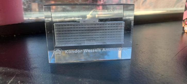 Kantoor Wessels Amsterdam Plaquette, Antiek en Kunst, Antiek | Glas en Kristal, Ophalen of Verzenden