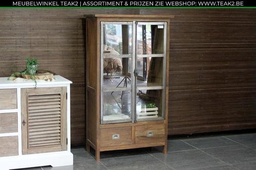 Nieuwe witte of teak wandkasten - dichte kasten bij TEAK2, Huis en Inrichting, Kasten | Wandmeubels, Nieuw, Met lade(s), Met deur(en)