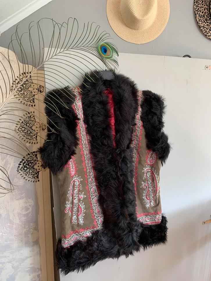 Vintage afghaanse waistcoat M bohemian gilet, Kleding | Dames, Bodywarmers, Zo goed als nieuw, Maat 38/40 (M), Ophalen of Verzenden