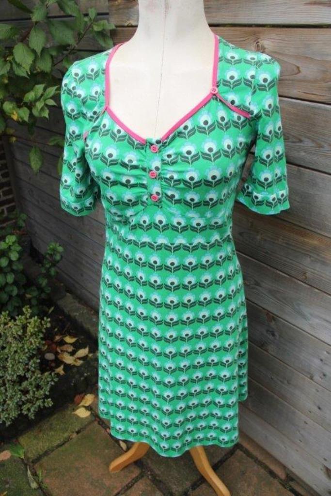 Jurk groen/ blauw Tante Betsy mt M Vaste prijs, Kleding | Dames, Jurken, Zo goed als nieuw, Maat 38/40 (M), Groen, Knielengte