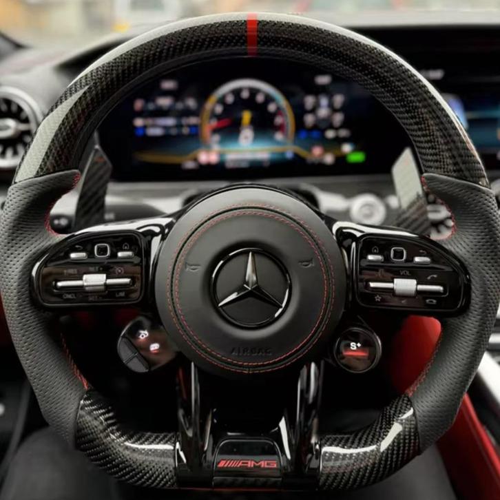 Mercedes custom stuur rood leer carbon DIK AMG upgrade, Auto diversen, Tuning en Styling, Ophalen of Verzenden