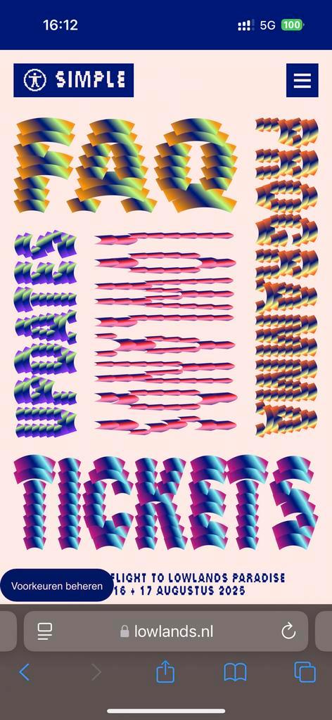 Lowlands 2025 4 tickets plus Sahara tent, Tickets en Kaartjes, Concerten | Pop, Drie personen of meer, Augustus