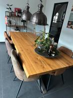 Eiken eettafel en open kast, Ophalen, Eikenhout, 200 cm of meer, 50 tot 100 cm