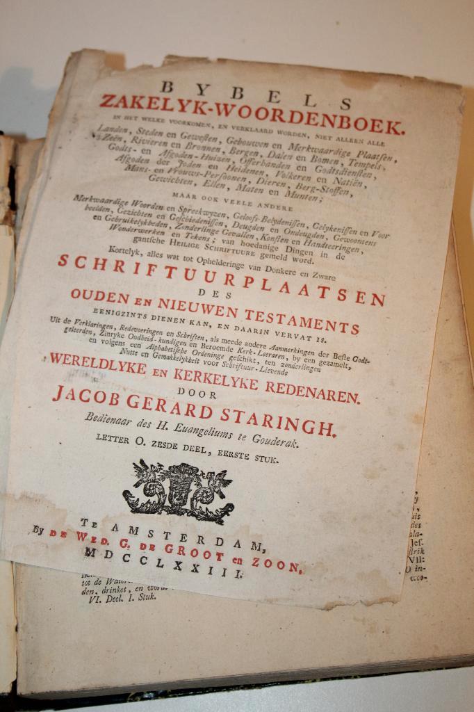Staringh - Bybels Zakelyk Woordenboek, letter O (1773), Antiek en Kunst, Antiek | Boeken en Bijbels, Ophalen of Verzenden