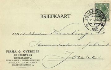 Firma G. Overdiep, Heerenveen - 04.1929 - briefkaart beschikbaar voor biedingen