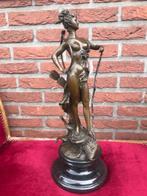 bronzen topbeeld, Diana, godin van de jacht, 49 cm hoog, Ophalen of Verzenden