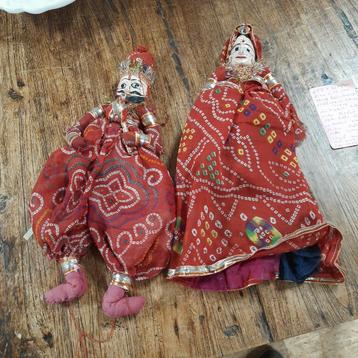  2 Kathputli Rajasthani Indiase marionetten poppen beschikbaar voor biedingen