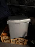 Zilveren Poef met Opbergruimte, Ophalen, Minder dan 50 cm, Gebruikt, Vierkant