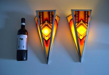 2 stuks Amsterdamse school / Tuschinski / Art-Deco lampen beschikbaar voor biedingen