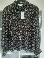 NIEUW blouse MSCH Copenhagen maat XL black flower, Kleding | Dames, Nieuw, Ophalen of Verzenden, Maat 46/48 (XL) of groter, Zwart