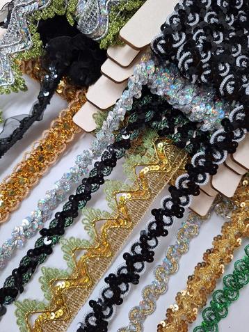 Partij lovertjes, pailletten glitter sierband, 10 soorten beschikbaar voor biedingen