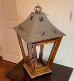 Lantaarn/ windlicht teak 60 cm, Ophalen of Verzenden, Zo goed als nieuw, Metaal, 50 tot 75 cm