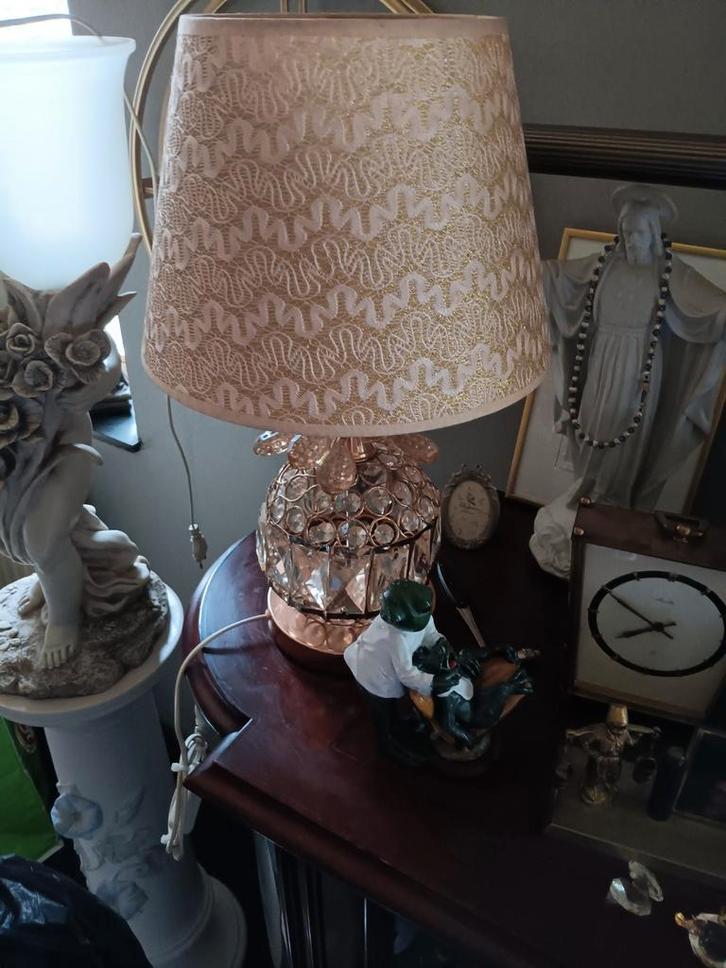 Kristallen Tafellamp met Kap, Antiek en Kunst, Antiek | Lampen, Ophalen of Verzenden