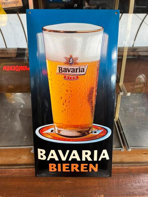 Bavaria Bier emaille reclamebord, Verzamelen, Merken en Reclamevoorwerpen, Zo goed als nieuw, Reclamebord, Ophalen of Verzenden