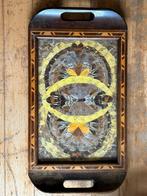 Houten dienblad met echte vlindervleugels en inlegwerk, Ophalen of Verzenden, Hout