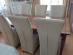Eethoek met 6 (leder) stoelen, Ophalen, Overige kleuren, Stijlvol, Hout