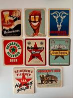 Heineken bierviltjes 8 in blikje, 8 los, 2 van blik met kurk, Ophalen of Verzenden, Zo goed als nieuw, Viltje(s), Heineken