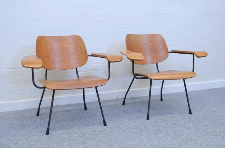 set lounge stoelen model 8000 Tjerk Reijenga Pilastro 60s, Huis en Inrichting, Fauteuils, Gebruikt, Hout, Metaal, 50 tot 75 cm