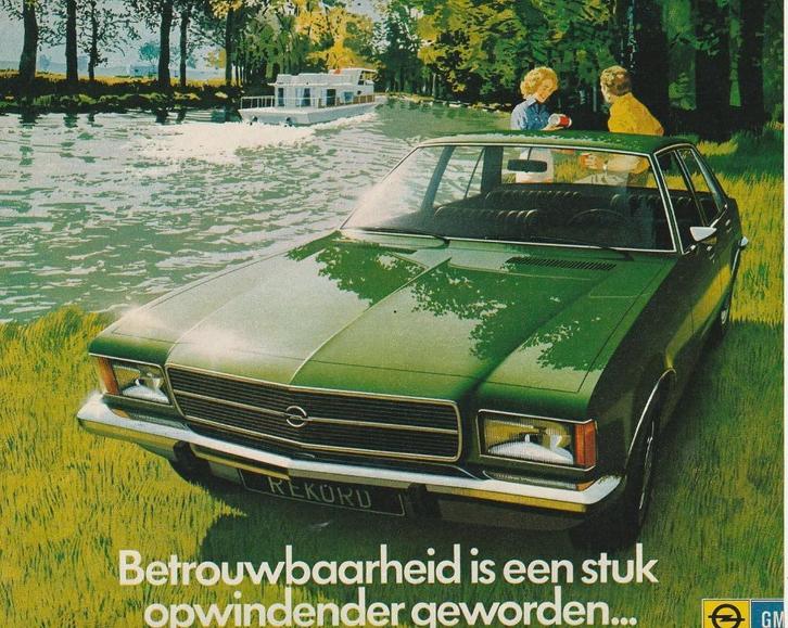 retro reclame 1972 Opel Rekord II betrouwbare auto, Verzamelen, Retro, Overige typen, Verzenden