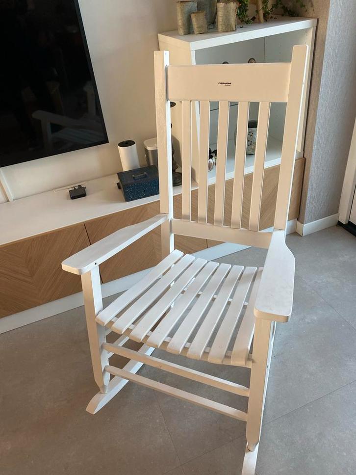 Witte Schommelstoel - Perfect voor Ontspanning!, Antiek en Kunst, Antiek | Meubels | Stoelen en Banken, Ophalen of Verzenden