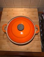 Vintage Le Creuset Braadpan Oranje, Huis en Inrichting, Keuken | Potten en Pannen, Gebruikt, Ophalen of Verzenden, Koekenpan of Braadpan