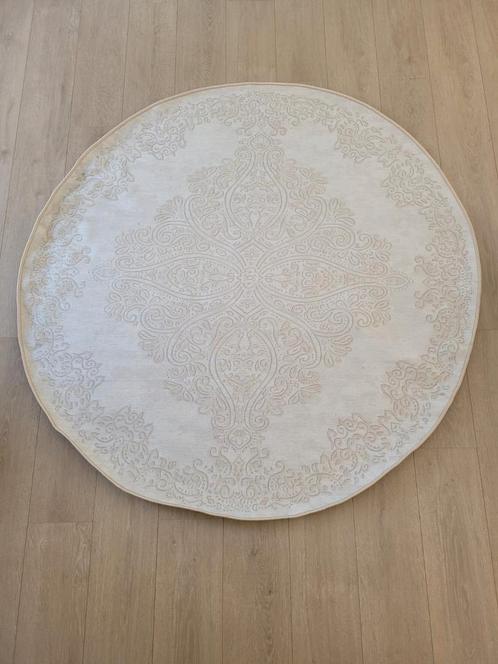 Valenza rond vloerkleed in wit/beige met modern design 160cm, Huis en Inrichting, Stoffering | Tapijten en Kleden, Nieuw, 150 tot 200 cm
