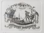 Mooie originele oude ingelijste ets van Delft 18,7 cm., Antiek en Kunst, Kunst | Etsen en Gravures, Ophalen of Verzenden