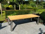 Prachtige blikvanger hoogwaardig RVS Tuintafel  Teak Blad, Ophalen, Nieuw, Rechthoekig, Rvs