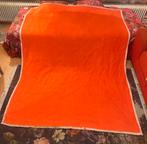 Vintage grote oranje Brisca scheerwollen deken, Gebruikt, Verzenden, Tweepersoons, Oranje