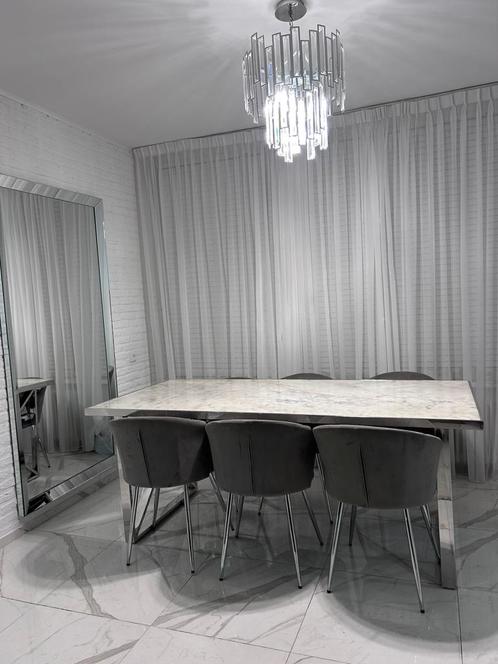 Richmond Levanto echt marmer met chroom eettafel, dinertafel, Huis en Inrichting, Tafels | Eettafels, Zo goed als nieuw, 50 tot 100 cm