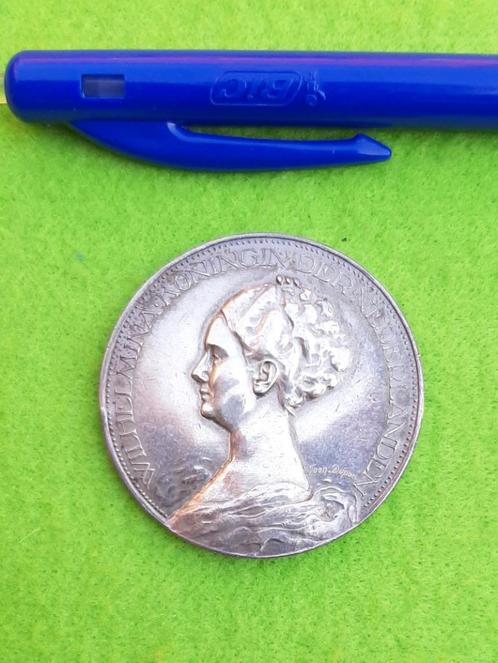Grote Penning - Zilver - Koningin Wilhelmina -1923, Postzegels en Munten, Penningen en Medailles, Zilver, Nederland, Ophalen of Verzenden