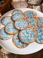 Serveerschaal blauw beschuit met muisjes baby/ geboorte, Ophalen of Verzenden, Gebruikt