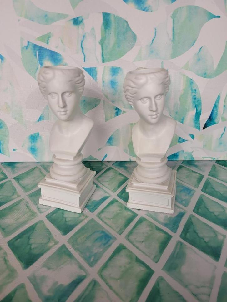 HD Collection kandelaar Roman buste wit 8,5 x 7,5 x 21,5 cm, Huis en Inrichting, Woonaccessoires | Kandelaars en Kaarsen, Nieuw