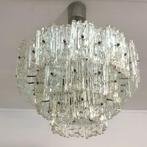XL ijsglas Kalmar kroonluchter 60's mid century chrome, Ophalen of Verzenden, Gebruikt, Glas