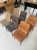 6 Suede Eetkamerstoelen - Bruin, Beige, Antraciet, Huis en Inrichting, Stoelen, Ophalen, Gebruikt, Overige kleuren, Stof