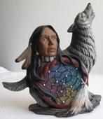 Indianenhoofd met wolf, Verzamelen, Beelden en Beeldjes, Ophalen, Zo goed als nieuw, Overige typen