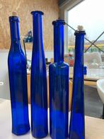 Blauw Brocante Flessen - 4 stuks, Ophalen of Verzenden