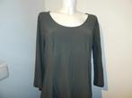 Ladress olijf groene stretch jurk travel stof ronde halslijn, Verzenden, Maat 46/48 (XL) of groter, Knielengte, LaDress