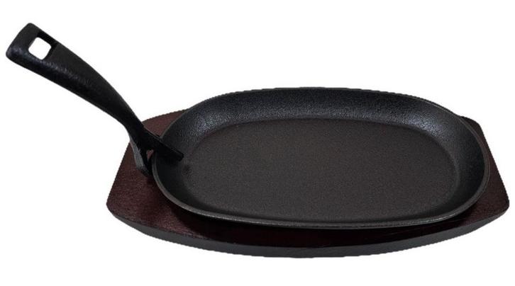 Gietijzeren Fajita pan met onderzetter v.a. €10,-, Huis en Inrichting, Keuken | Potten en Pannen, Nieuw, Koekenpan of Braadpan
